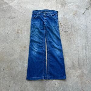 Vintage 70's Red Snap Flared Denim Jeans W/ Added Back Pockets - 31 x 30